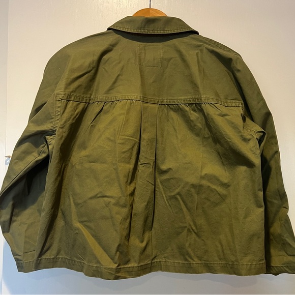 Madewell Olive Green Baylow Cropped Button Chore Jacket Size Medium - Picture 3 of 8